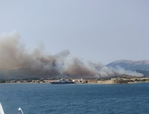 Η πυρκαγιά στον Πλατανίτη Ναυπάκτου από το κατάστρωμα Ferry της γραμμής Ρίου – Αντιρρίου (VIDEO)